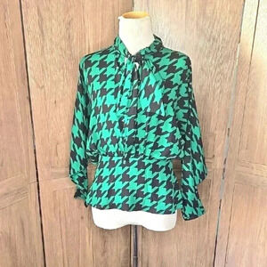 Geometric Green and Black Women's Top blouse